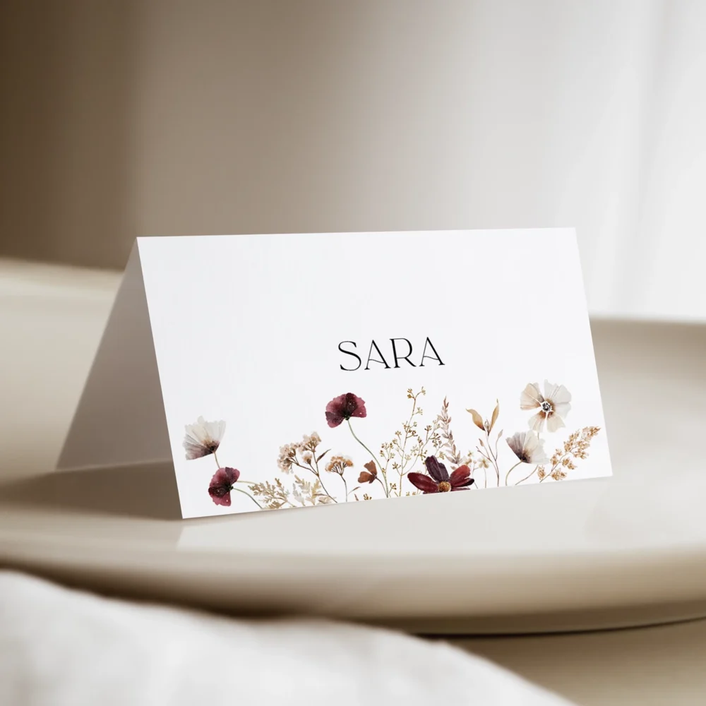 Placeringskort blommor bröllop