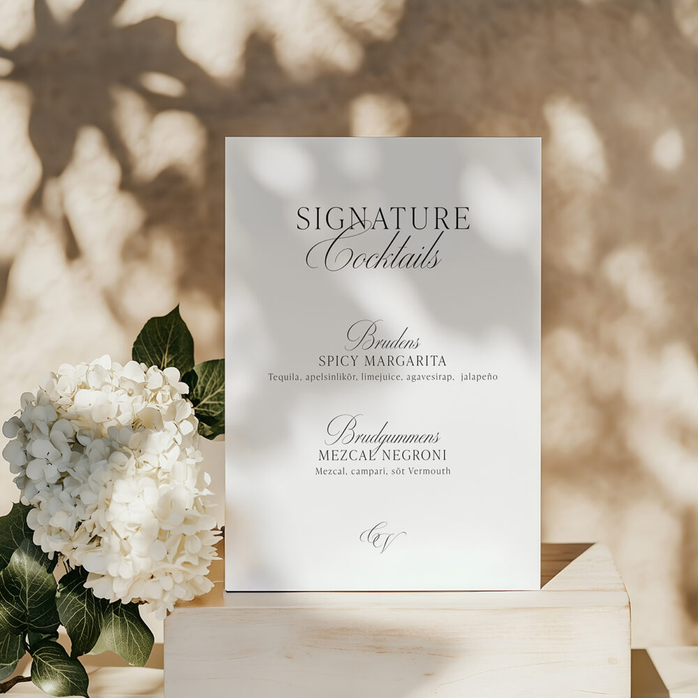 Barmeny bröllop Barmeny signature cocktails